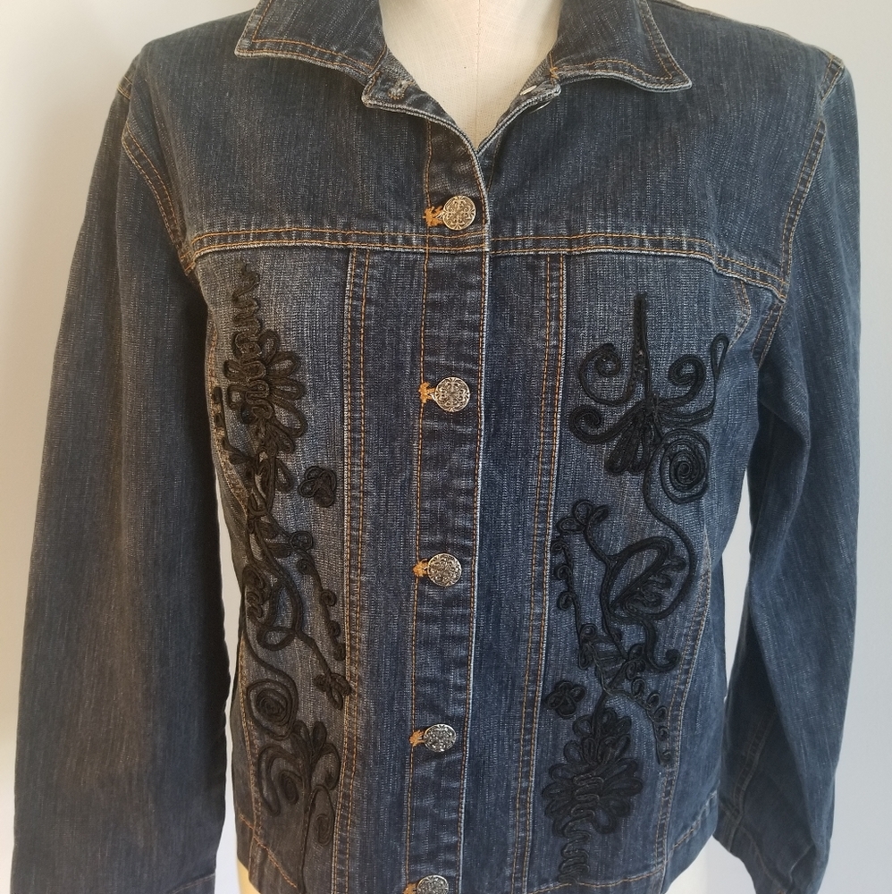 Chicos embroidered denim jacket